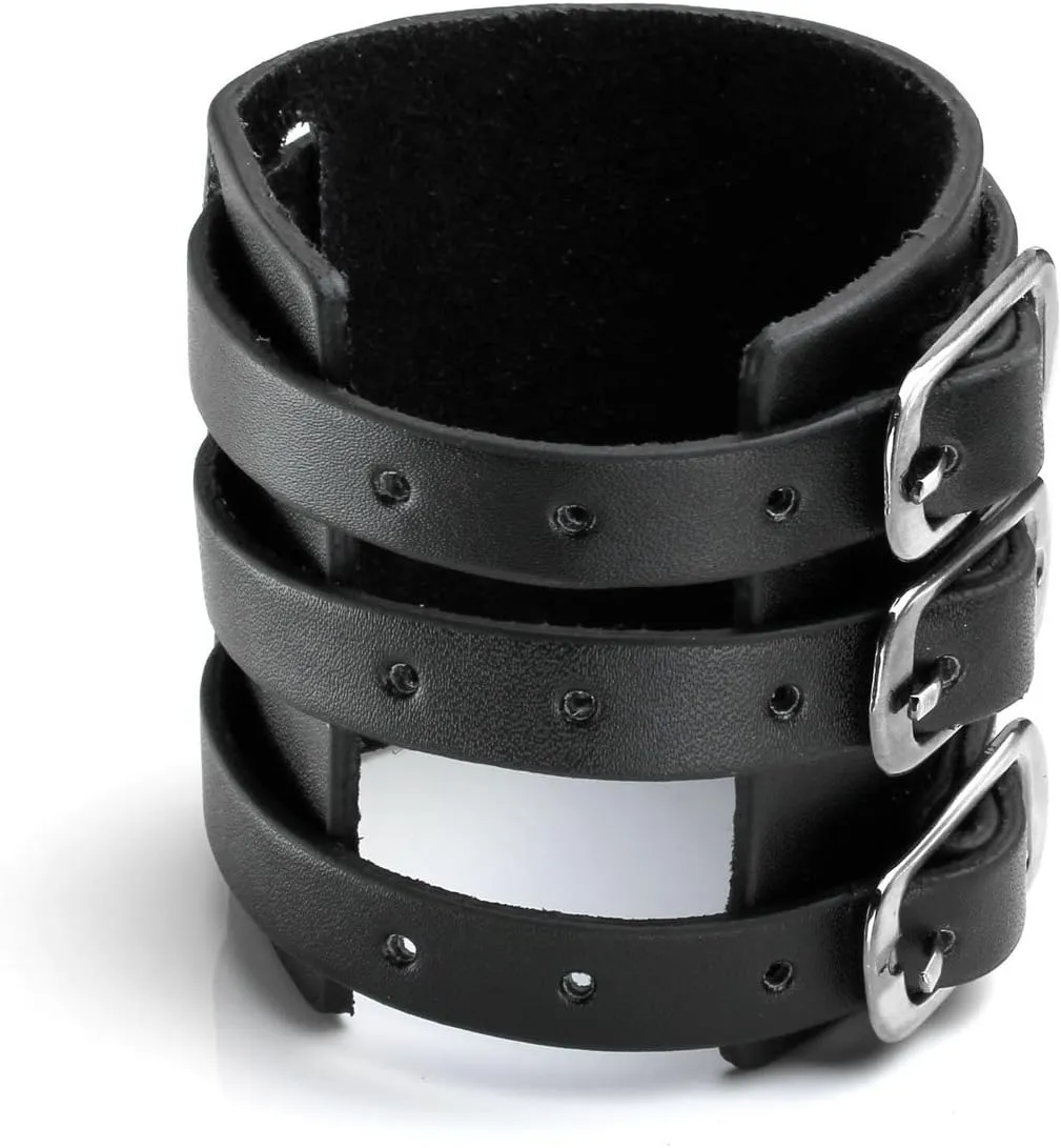 Eigso Punk Leather Cuff Bracelets for Men Women Retro Gothic Vintage Rock Wristband Pair for Man Woman