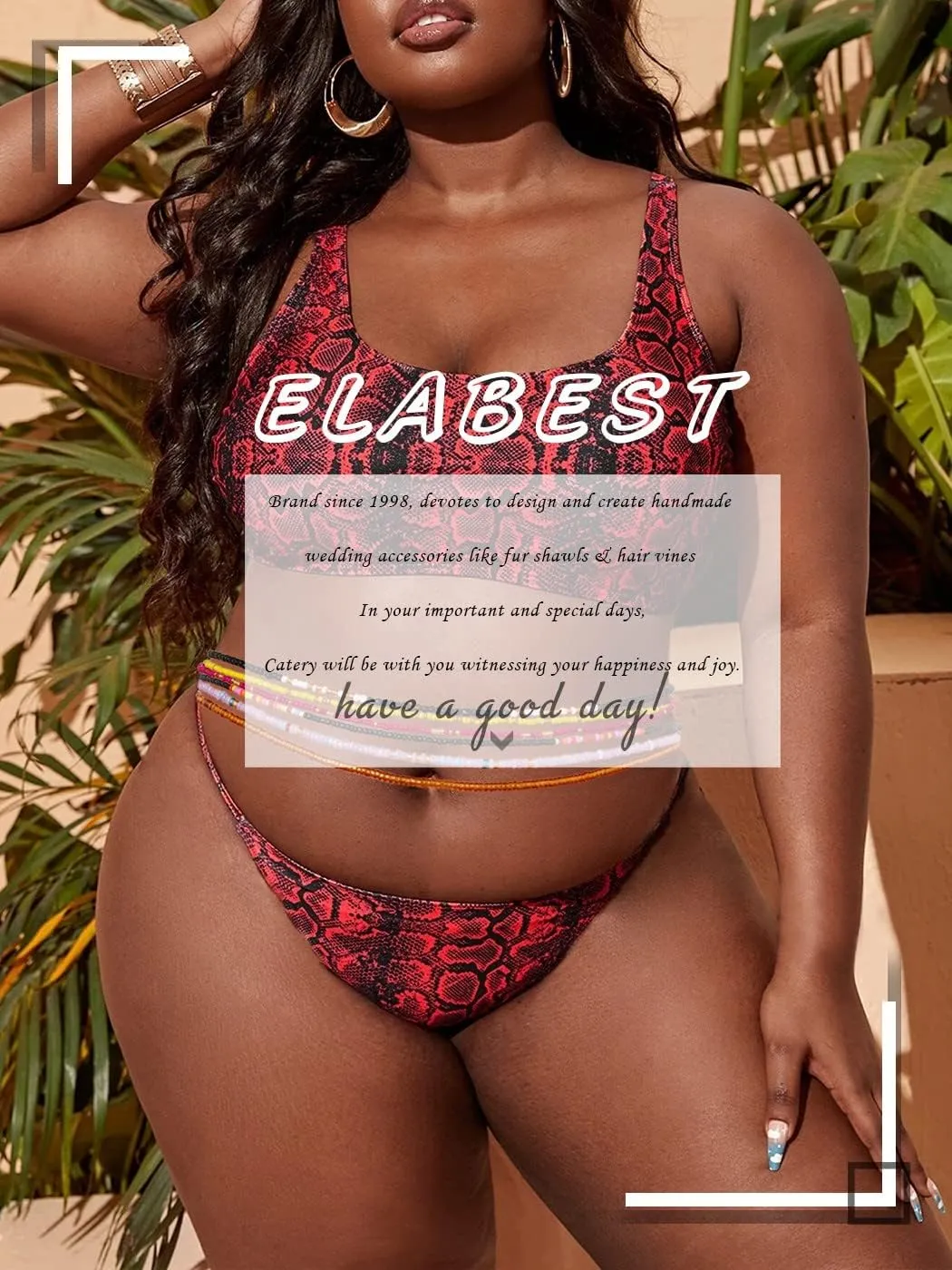 ELABEST 50inch Plus Size African Waist Beads Belly Chain Non-Stretching Tie-on Bead Jewelry Accessories for Women and Girls