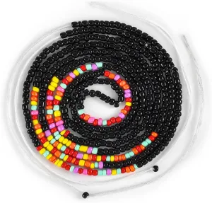 ELABEST 50inch Plus Size African Waist Beads Belly Chain Non-Stretching Tie-on Bead Jewelry Accessories for Women and Girls