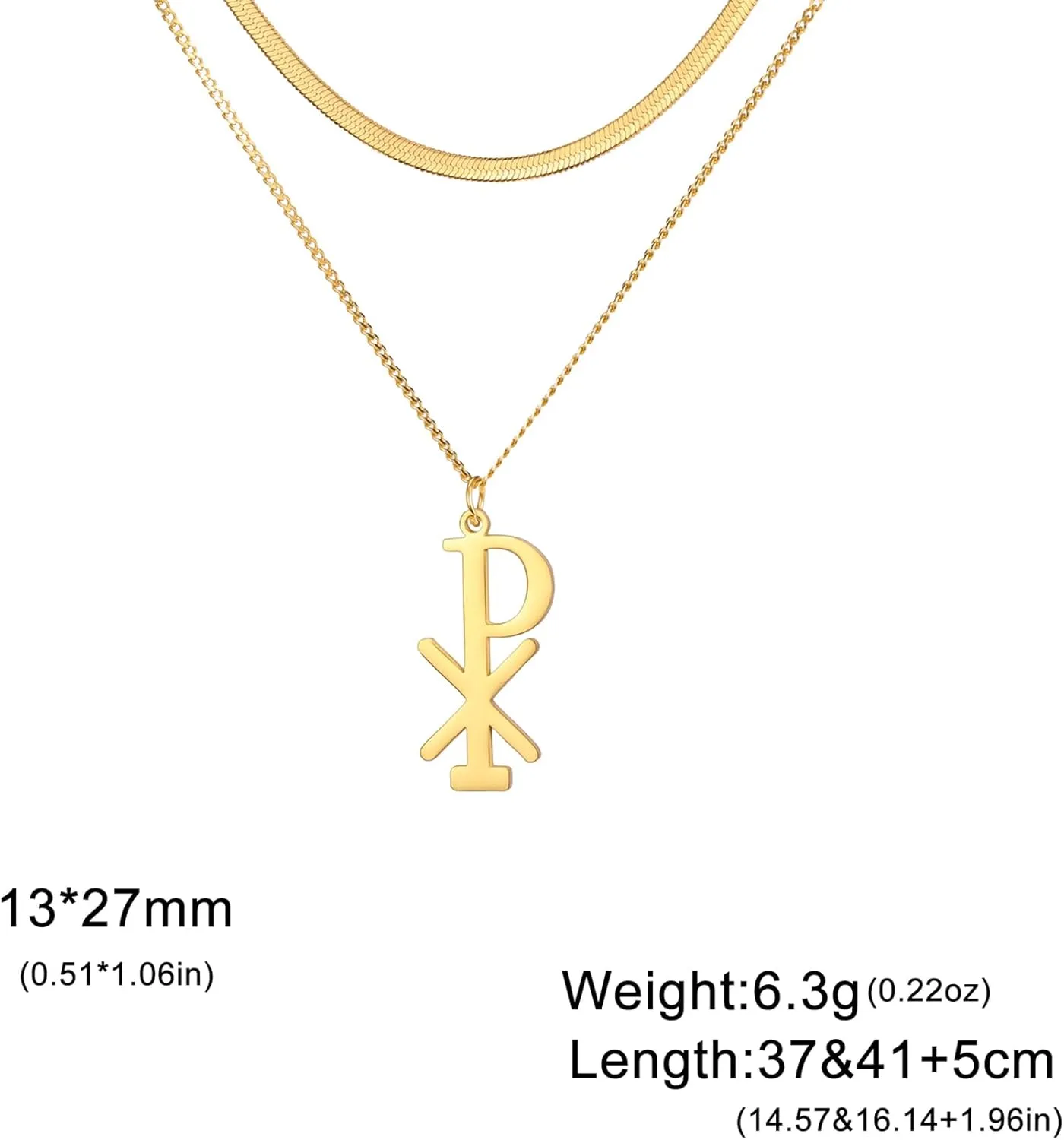 EUEAVAN Chi Rho Christogram Symbol Necklace Alpha Omega Symbol Necklace IXCI NIKA Jesus Christ Name Pendant Sacramental Christian Amulet Religious Jewelry Gift Women Men