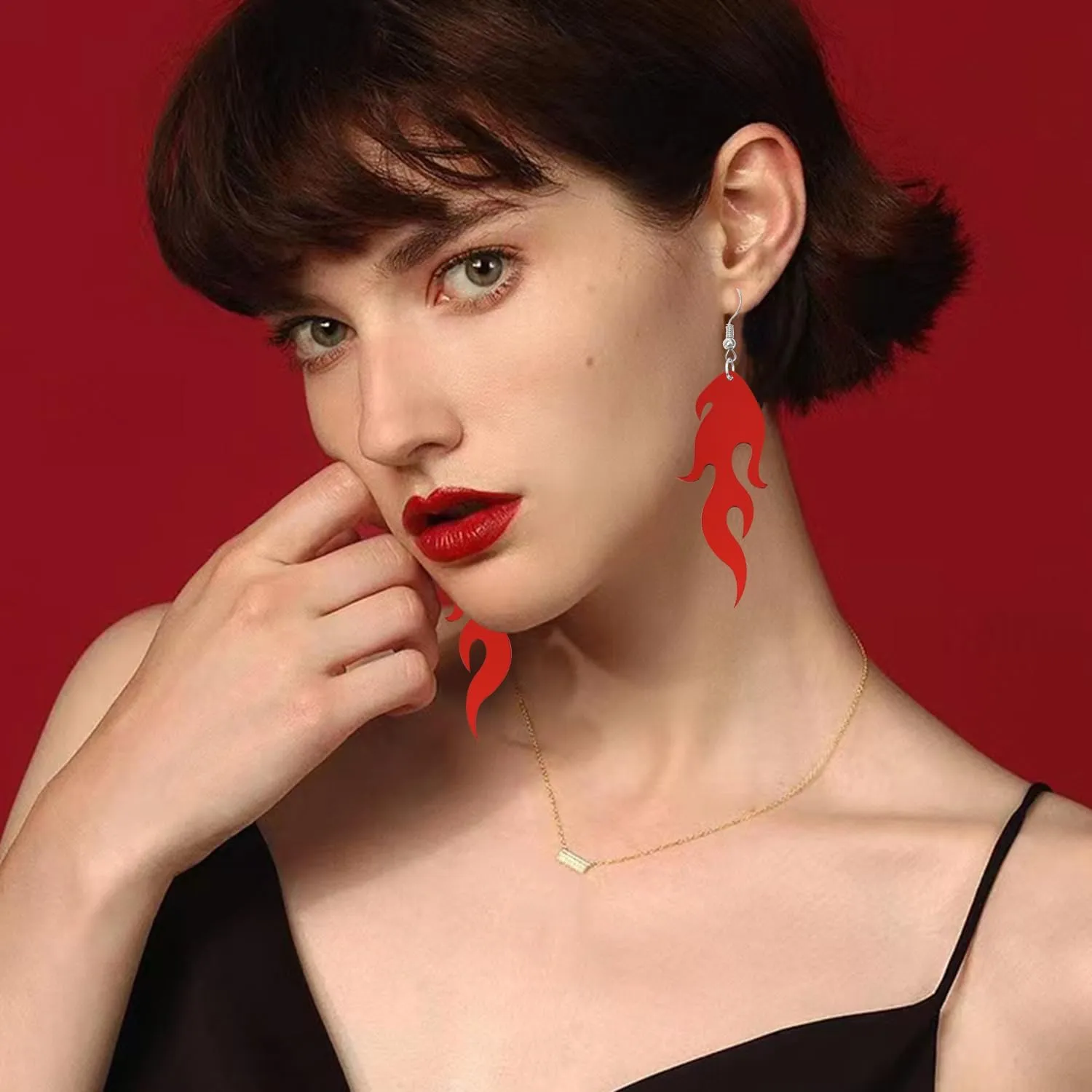 Exaggerated Transparent Acrylic Flame Dangle Drop Earrings Funny Creative Multicolor Resin Fire Element Earrings Punk Rock Hip Hop Fire Element Geometric Earrings for Women Cosplay Halloween