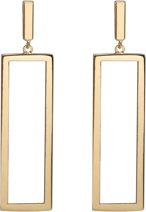 FAMARINE Gold Silver Black Rectangle Geometric Drop Dangle Earrings for Women Fashion Prom Jewelry