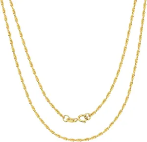 FANCIME 18K Solid Yellow Gold 1.5MM Simple Minimalist Rope Chain Necklace Fine Jewelry for Women, 45CM/18 INCH