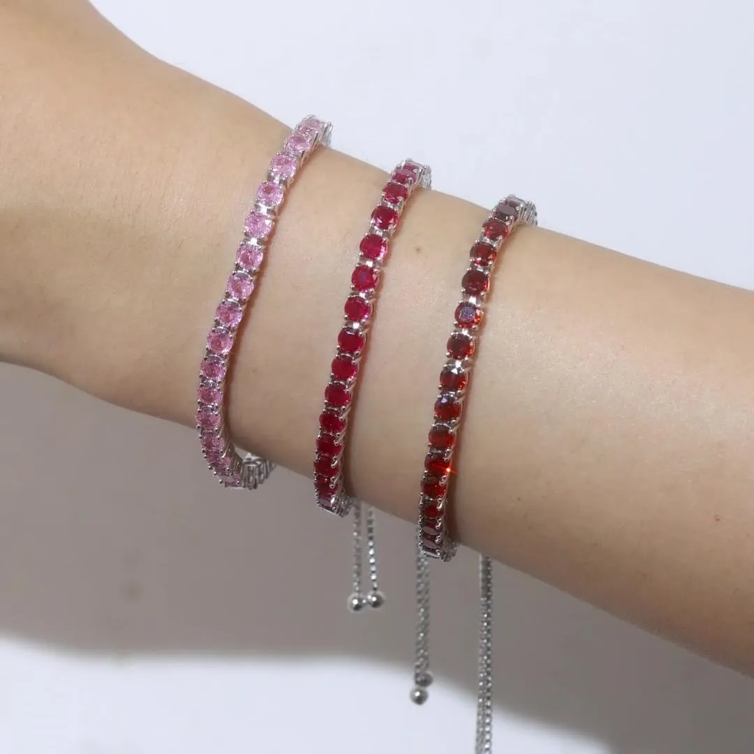 FANCIME Birthstone Bracelet Jewelry for Women Sterling Silver Tennis Bracelet Classic Bolo Adjustable Chain Fine Jewelry Anniversary Birthday Gifts for Women Mom Wife Her
