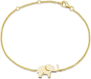FANCIME Lucky Elephant Bracelet 925 Sterling Silver High Polished Mini Small Elephant Charm Family Link Bracelet Jewelry Birthday Gifts For Women, 15 3 cm