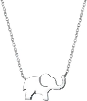 FANCIME Lucky Elephant Necklace 925 Sterling Silver High Polished Cute Mini Small Lucky Elephant Family Dainty Pendant Necklace Birthday Gifts For Women, 16"   2" Extender