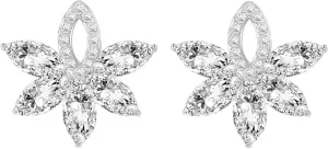 Fancy Rhinestone Statement Stud Earrings Flower Crystal Stud Drop Earrings Wedding Prom Earrings for Women