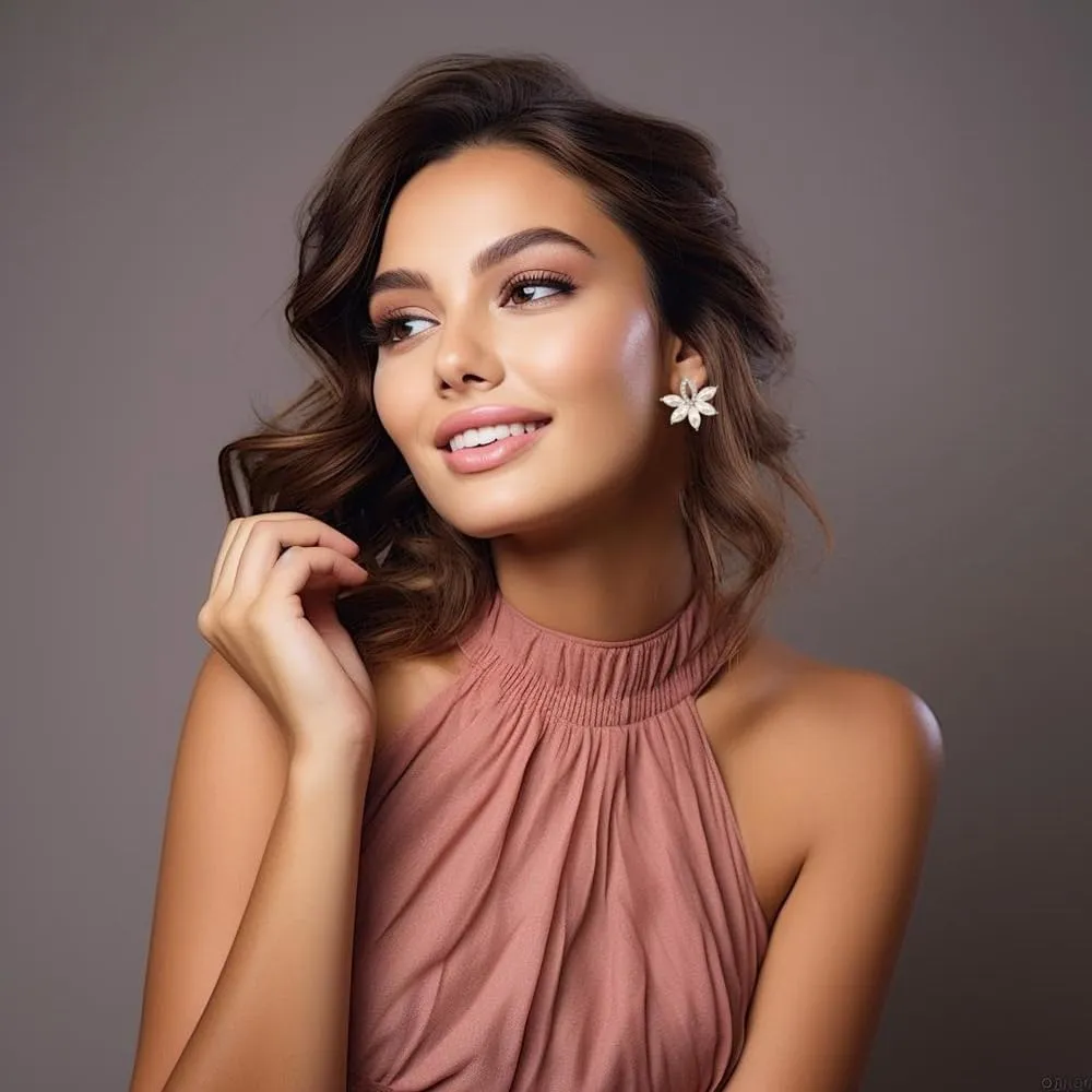 Fancy Rhinestone Statement Stud Earrings Flower Crystal Stud Drop Earrings Wedding Prom Earrings for Women
