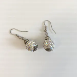 Fashion Accessories - White Crystal Ball Earrings