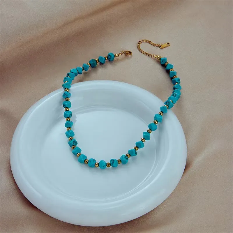 Fashion Turquoise French Retro Beaded Necklace
