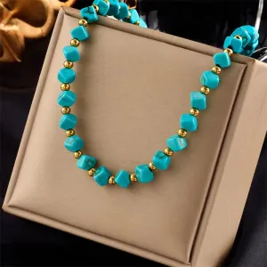 Fashion Turquoise French Retro Beaded Necklace