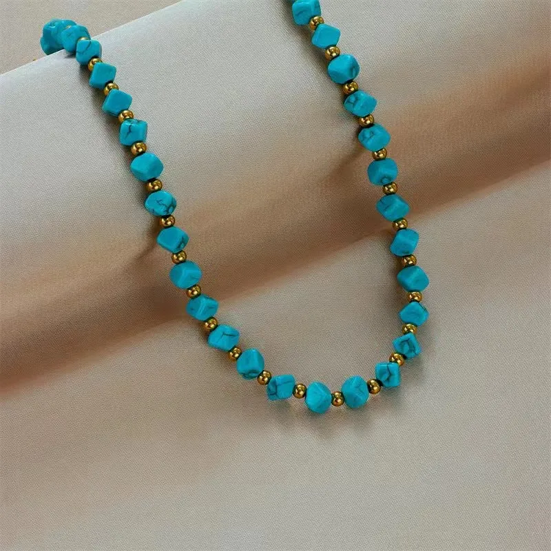 Fashion Turquoise French Retro Beaded Necklace