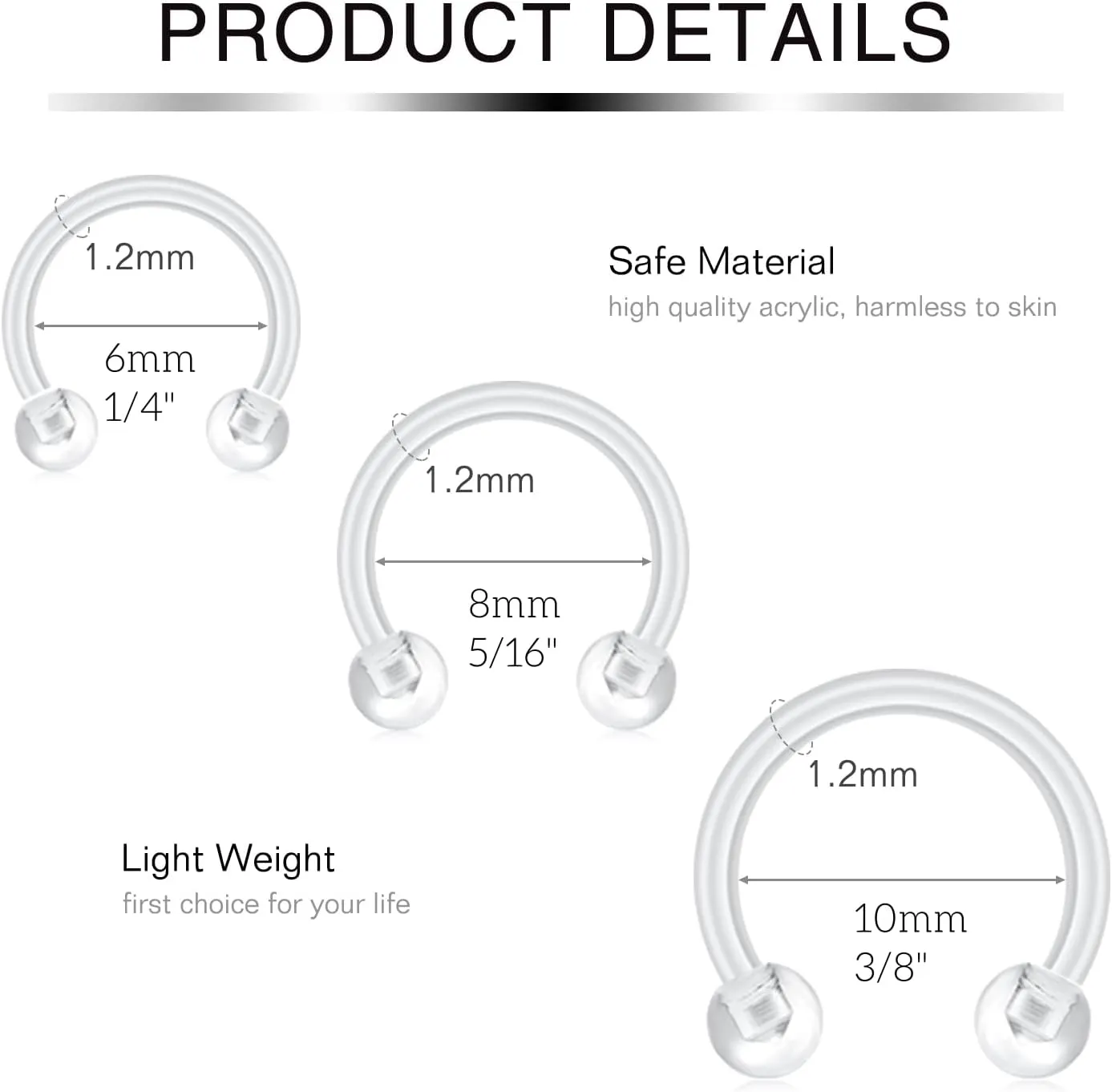 FECTAS 20-38PCS Clear Piercing Jewelry Bioflex Plastic Earrings Nose Rings Studs Septum Belly Cartilage Helix Industrial Nipple Tongue Lip Labret Eyebrow Piercing Retainers for Surgery Work Sports