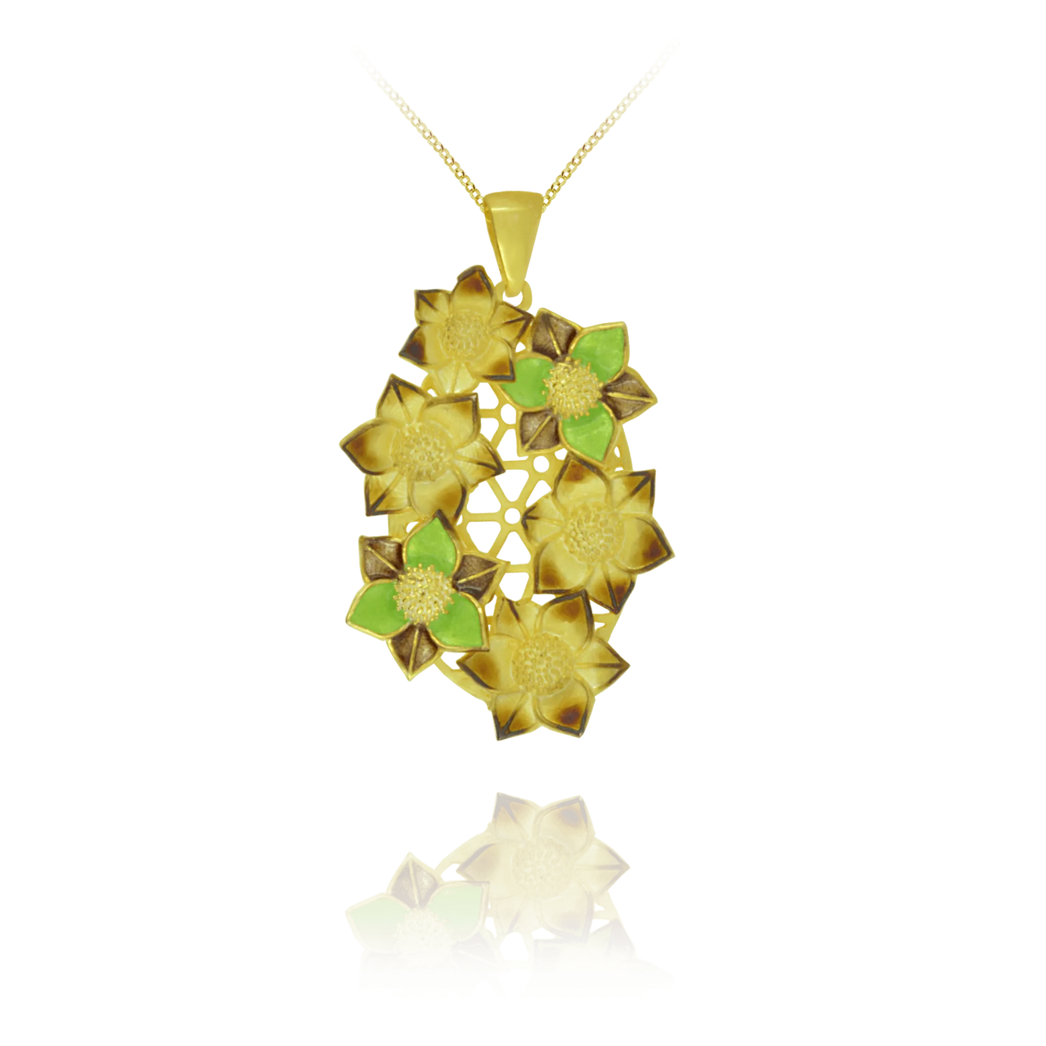 Filigree Enamel Pendant with Flowers