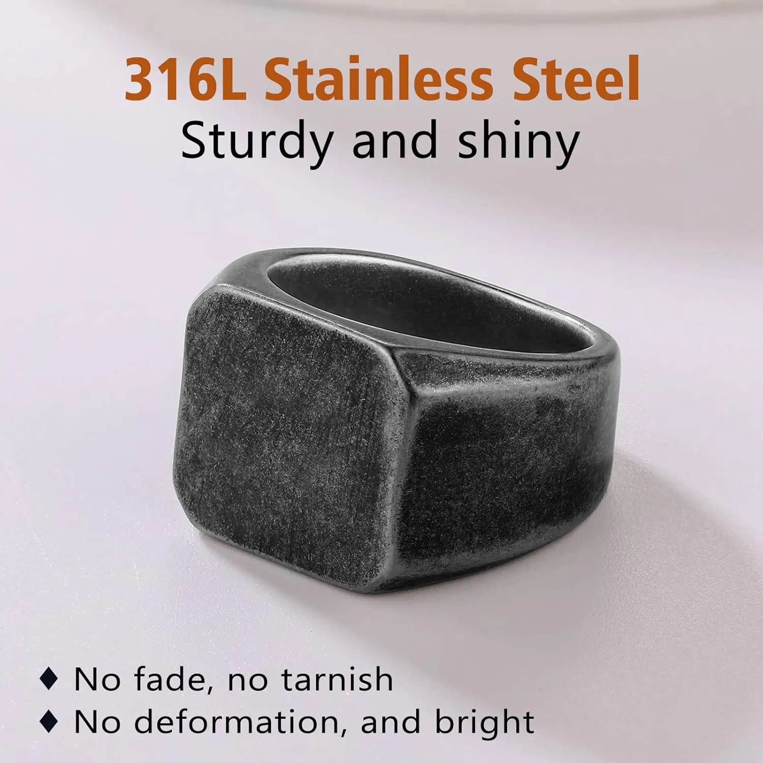 FindChic Customized Signet Photo Rings Square/Heart/Round Chunky Band Ring Stainless Steel/18K Gold Plated/Black Size 7 to 14 Personalized Jewelry for Men Women, Send Gift Box