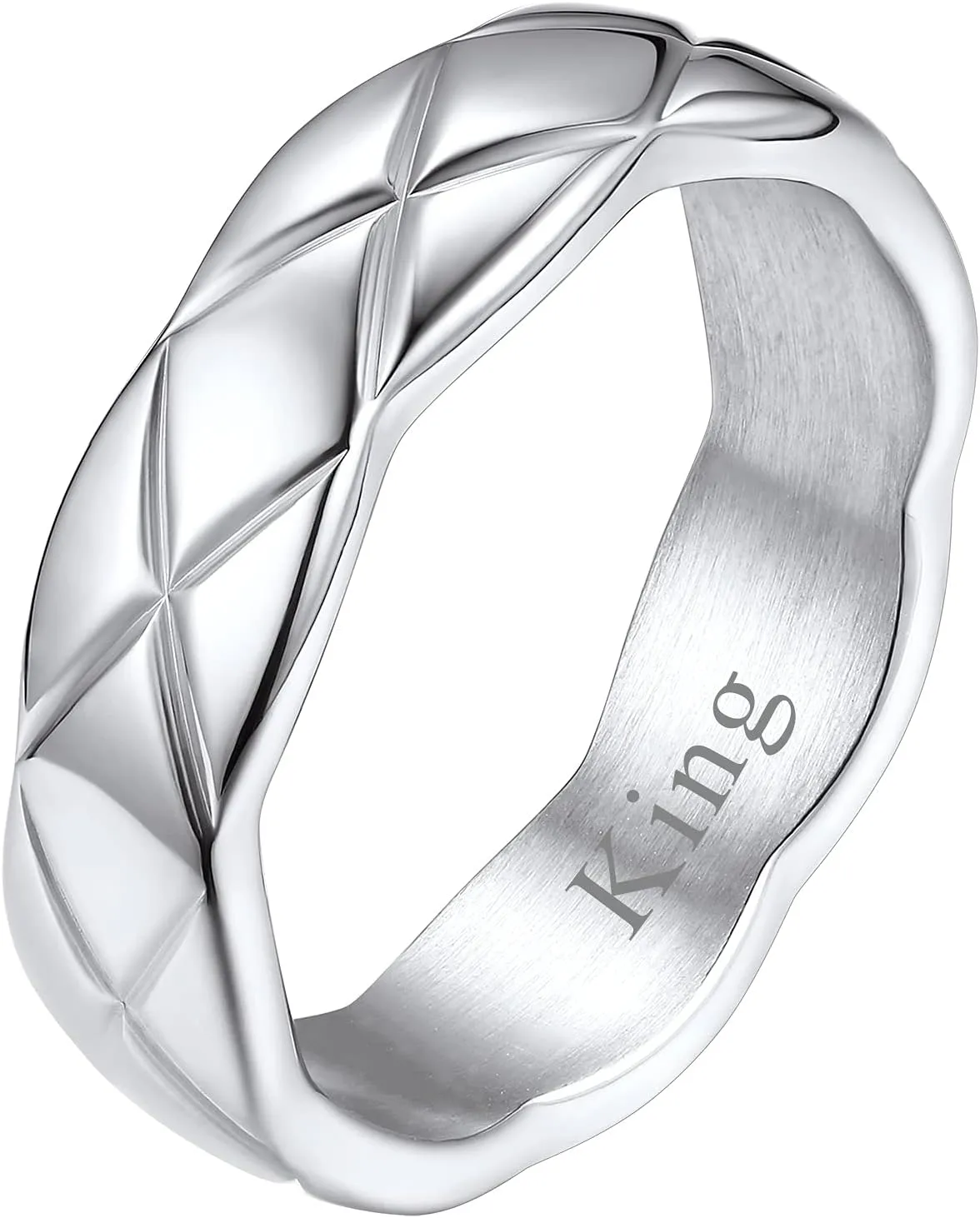 FindChic Stainless Steel Criss Cross/Cuban Link Band Rings for Men Women Width 6mm 9mm 11mm Size 5 to 12 Custom Engraved Personalized Engagement Promise Rings for Her/Him, Send Jewelry Gift Box