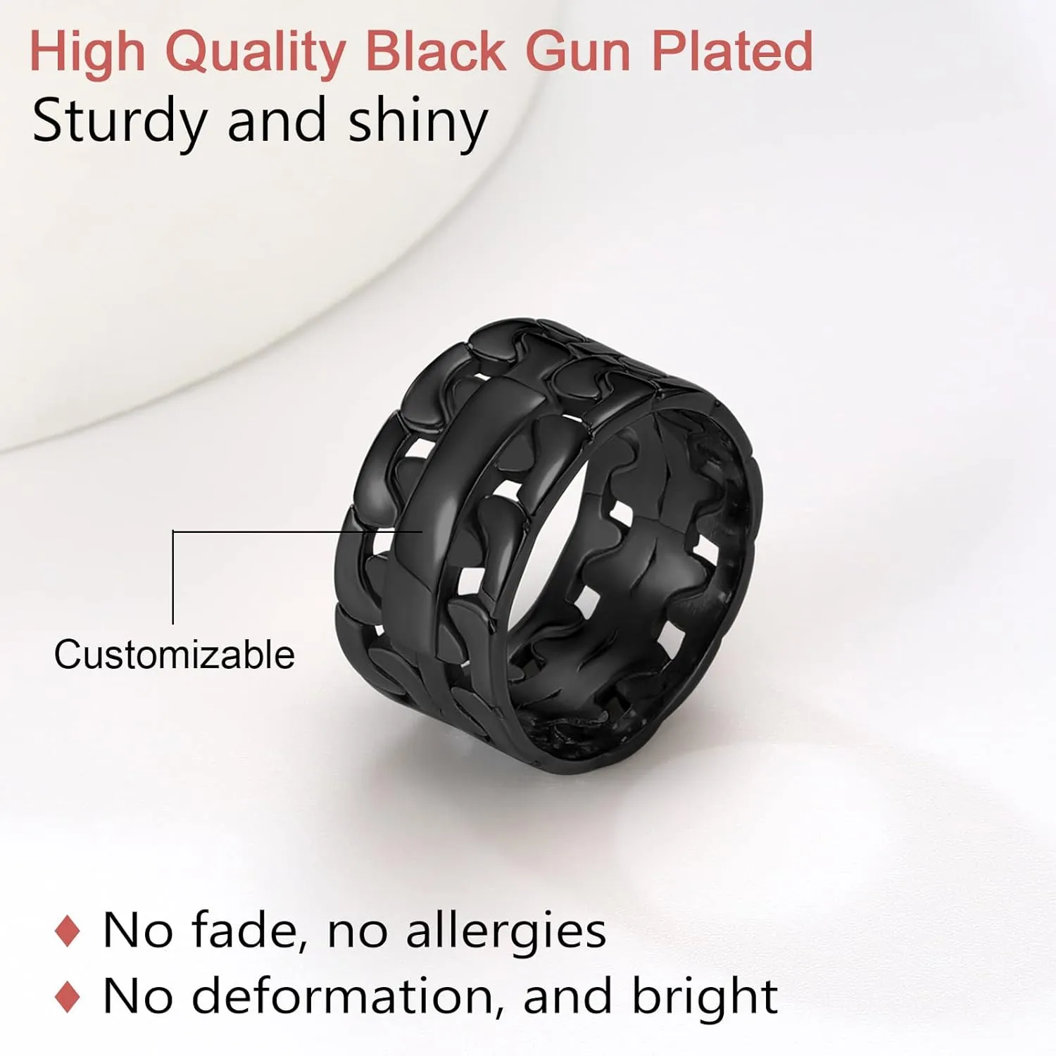 FindChic Stainless Steel Criss Cross/Cuban Link Band Rings for Men Women Width 6mm 9mm 11mm Size 5 to 12 Custom Engraved Personalized Engagement Promise Rings for Her/Him, Send Jewelry Gift Box