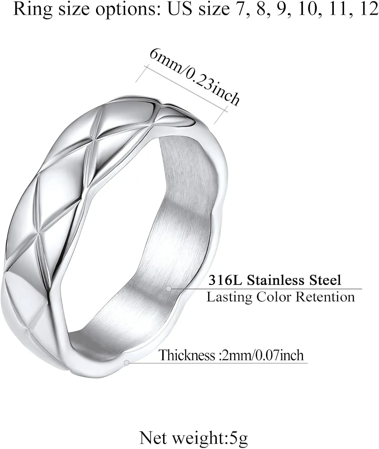 FindChic Stainless Steel Criss Cross/Cuban Link Band Rings for Men Women Width 6mm 9mm 11mm Size 5 to 12 Custom Engraved Personalized Engagement Promise Rings for Her/Him, Send Jewelry Gift Box