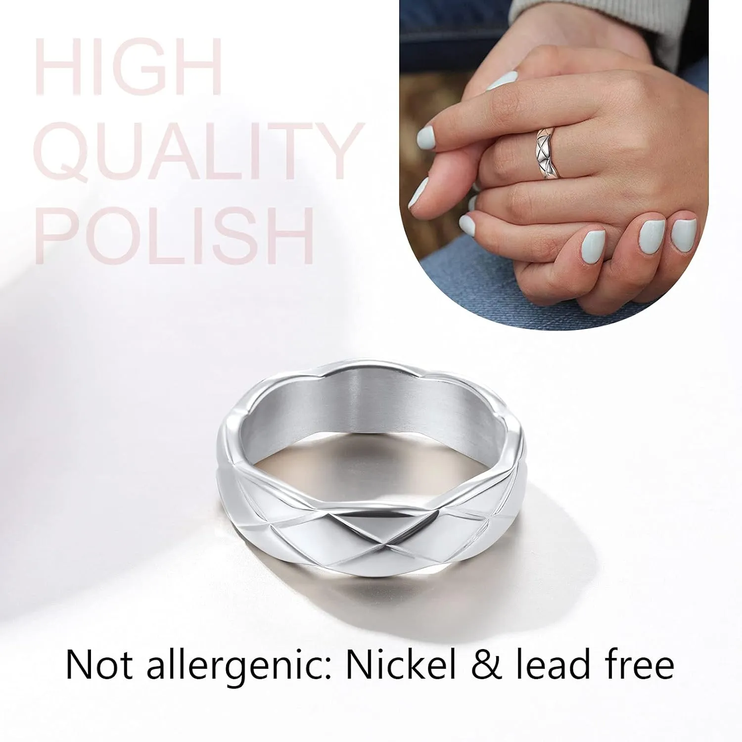 FindChic Stainless Steel Criss Cross/Cuban Link Band Rings for Men Women Width 6mm 9mm 11mm Size 5 to 12 Custom Engraved Personalized Engagement Promise Rings for Her/Him, Send Jewelry Gift Box