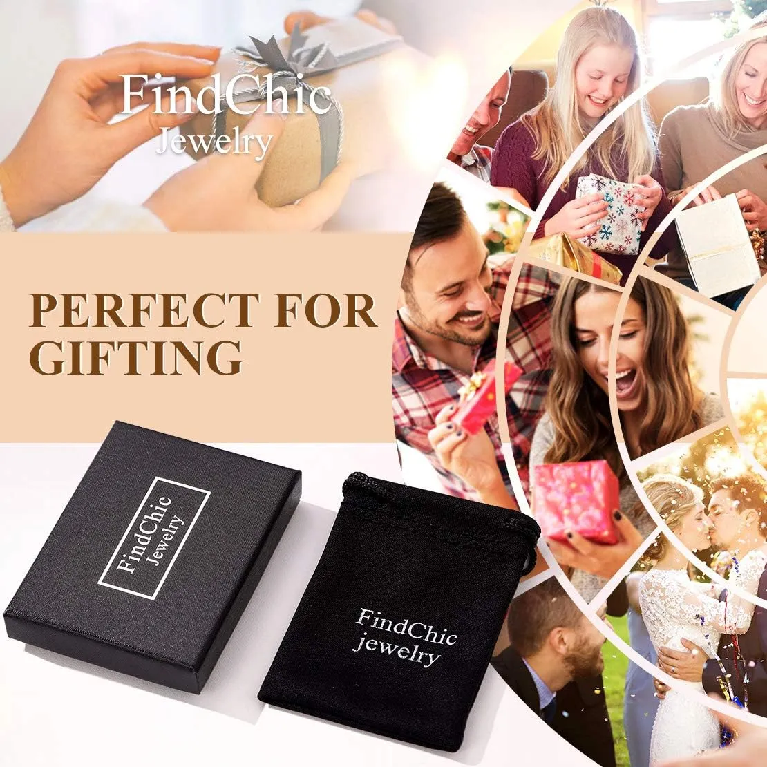 FindChic Stainless Steel Spinner Band Rings for Men Women Triple Moon/Trinity Celtic Knot Mixed Color/18K Gold Plated Width 8mm Size 7 to 14 Engraved Personalized Rotatable Anxiety Ring, Send Gift Box
