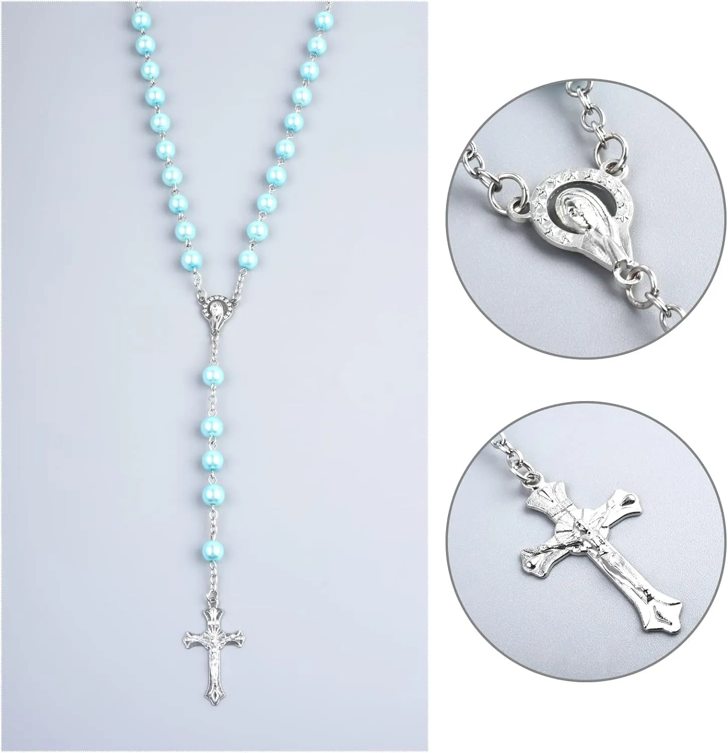 First Communion Rosarys for Girls and Boys, RosaryBeads Catholic for Men, Women, Rosary Necklace as Gifts for Mother, Grandmother, Elders