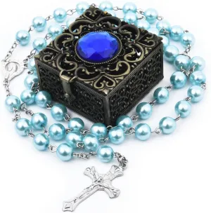 First Communion Rosarys for Girls and Boys, RosaryBeads Catholic for Men, Women, Rosary Necklace as Gifts for Mother, Grandmother, Elders