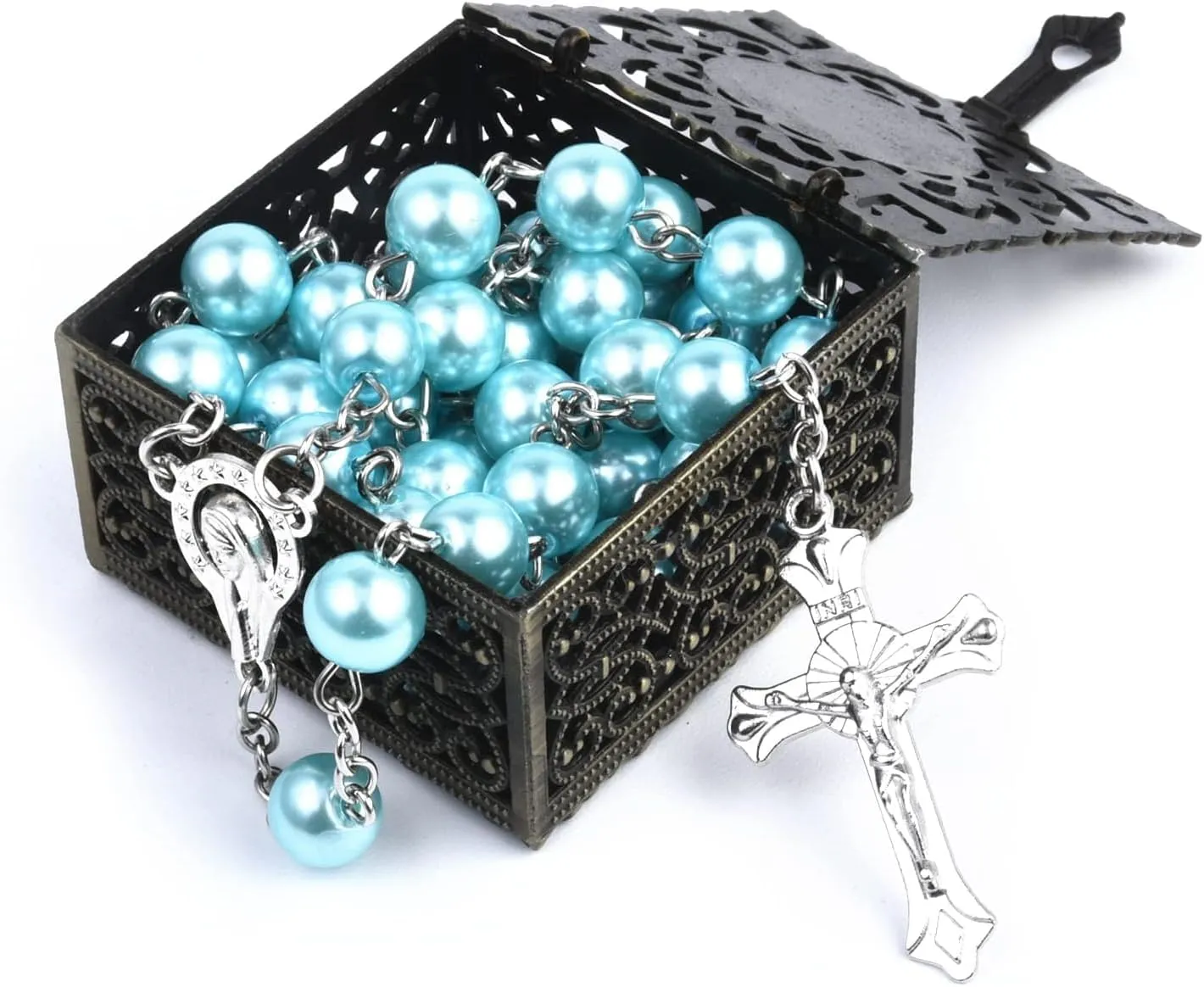 First Communion Rosarys for Girls and Boys, RosaryBeads Catholic for Men, Women, Rosary Necklace as Gifts for Mother, Grandmother, Elders