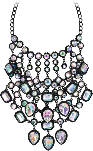 Flyonce Costume Jewelry Rhinestone Crystal Bib Statement Chunky Collar Necklace for Women