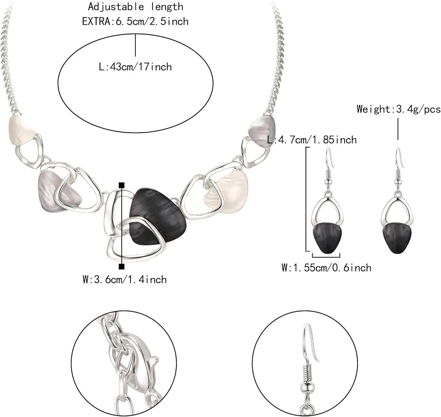 Flyonce Enamel Irregular Triangle Bohemian Boho Statement Jewelry Sets for Women, Fashion Costume Pendent Necklace Earring Set Jewerly Gifts for Lady