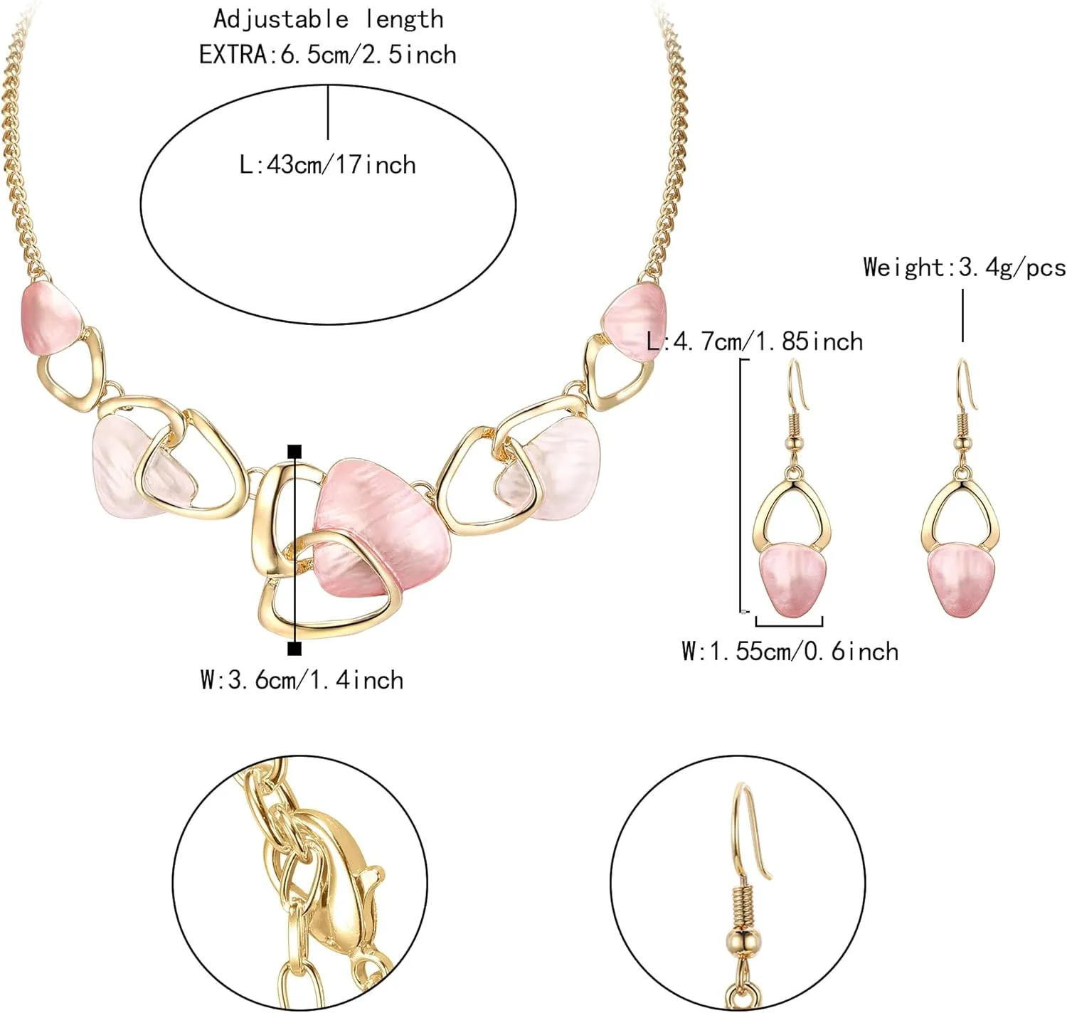 Flyonce Enamel Irregular Triangle Bohemian Boho Statement Jewelry Sets for Women, Fashion Costume Pendent Necklace Earring Set Jewerly Gifts for Lady