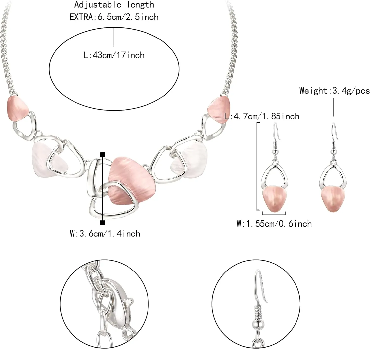 Flyonce Enamel Irregular Triangle Bohemian Boho Statement Jewelry Sets for Women, Fashion Costume Pendent Necklace Earring Set Jewerly Gifts for Lady