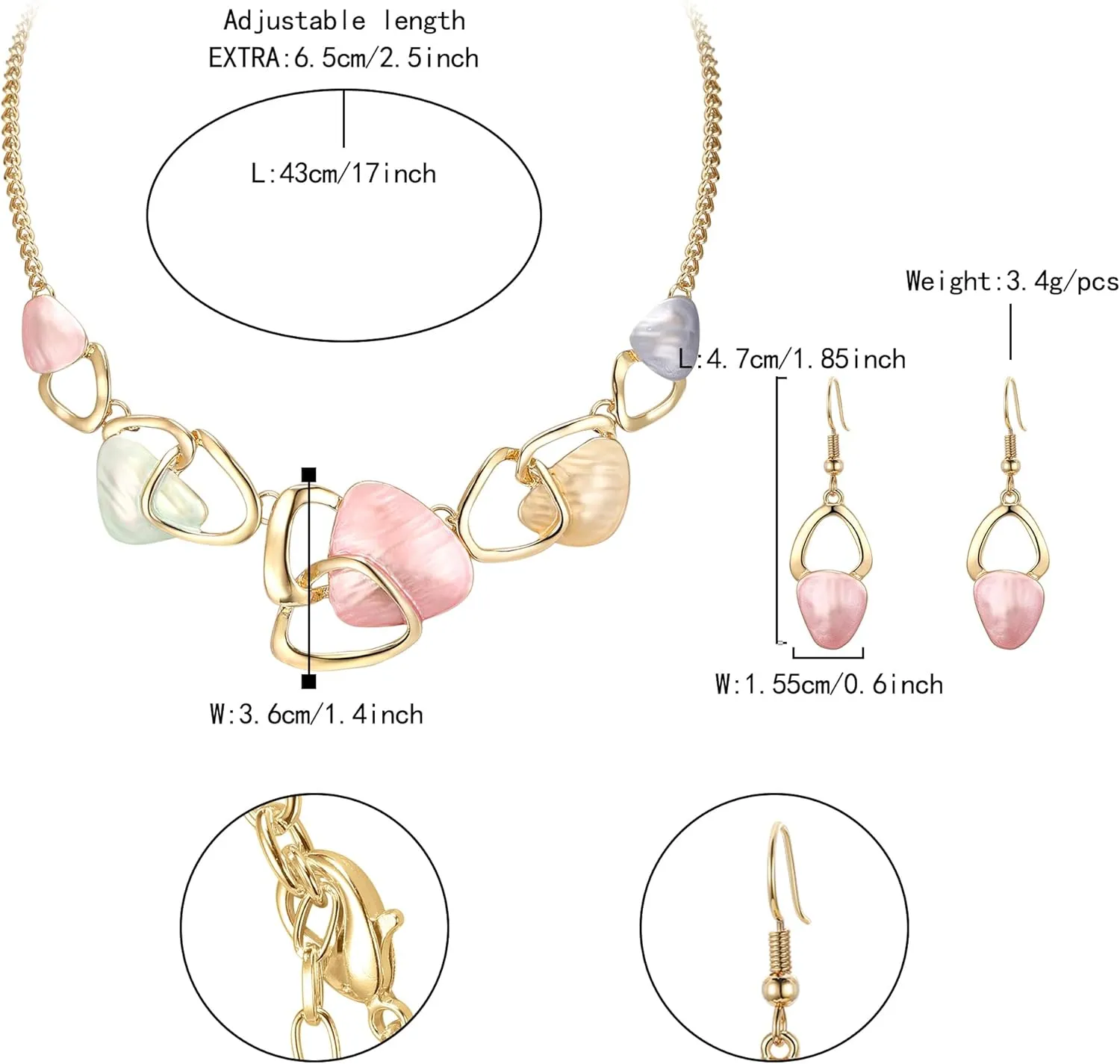 Flyonce Enamel Irregular Triangle Bohemian Boho Statement Jewelry Sets for Women, Fashion Costume Pendent Necklace Earring Set Jewerly Gifts for Lady