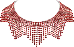 Flyonce Rhinestone Choker Necklace, Sparkly Crystal Tassel Fringe Neck Chain Party RaveJewelry for Women
