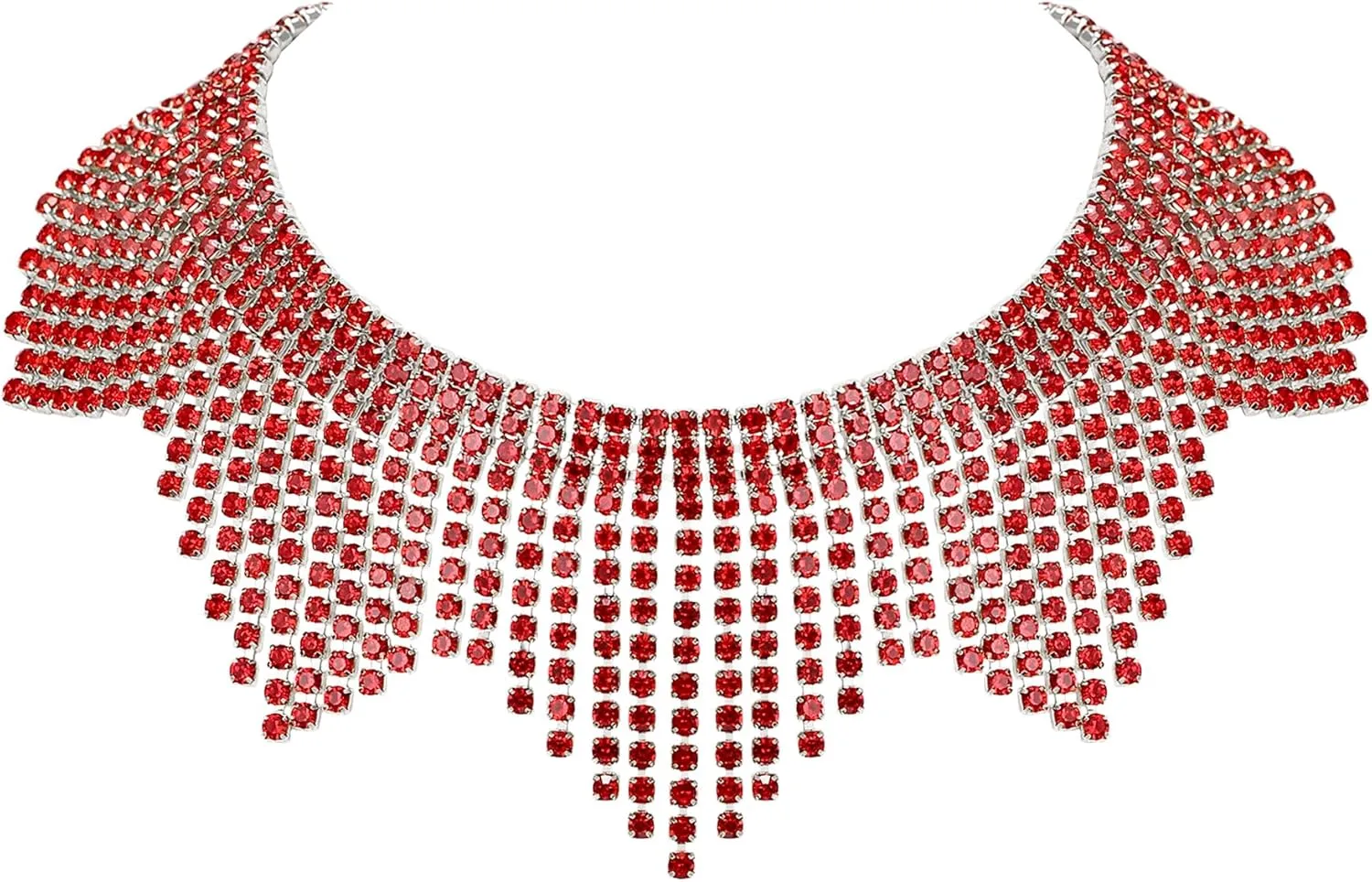 Flyonce Rhinestone Choker Necklace, Sparkly Crystal Tassel Fringe Neck Chain Party RaveJewelry for Women