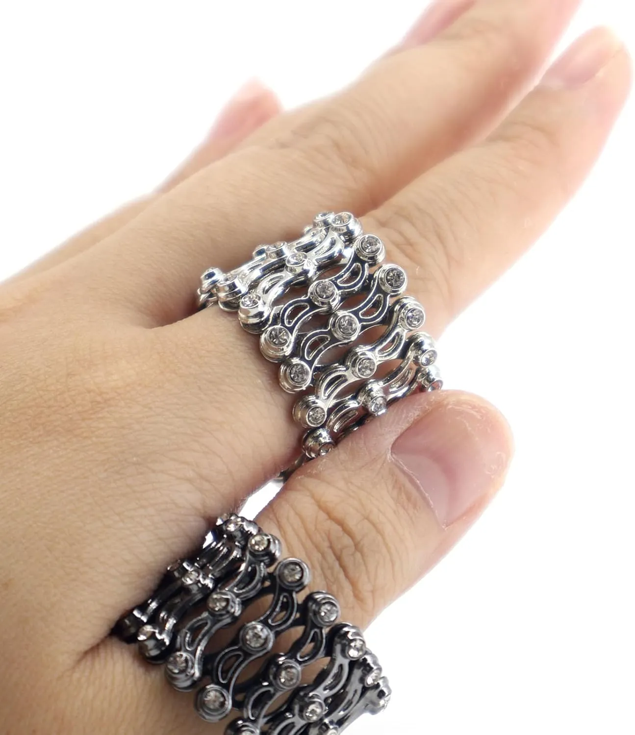 Folding Retractable Ring Bracelet 2 in 1 Jewelry Accessories that Turns into Bracelet Flexible Link Bracelet Ring Fashion Transformable Finger Ring Tennis Stretch bracelets Jewelry Gifts