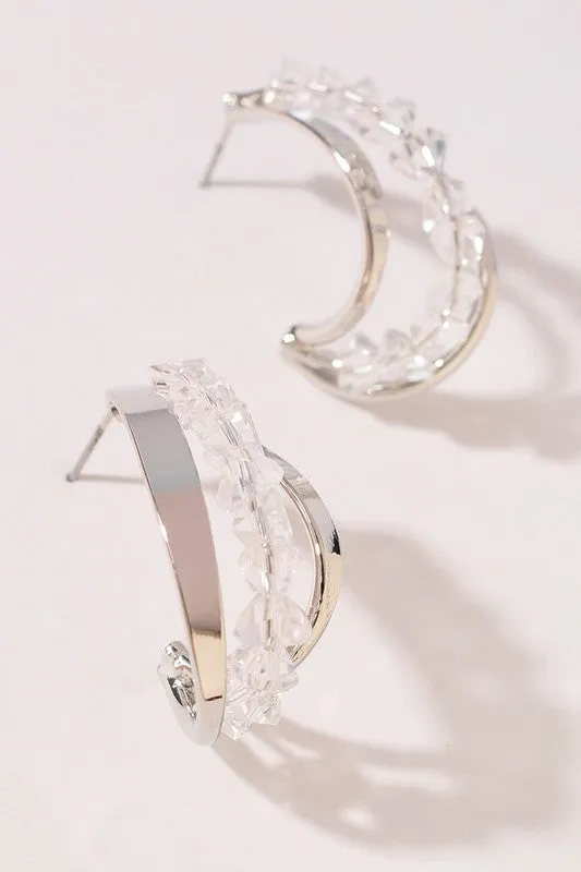 For The Win Crystal Silver Earrings