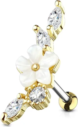Forbidden Body Jewelry 16G Stainless Steel Cartilage Cubic Zirconia Stud Earrings (Choose Style/Color)