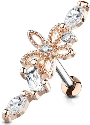 Forbidden Body Jewelry 16G Stainless Steel Cartilage Cubic Zirconia Stud Earrings (Choose Style/Color)