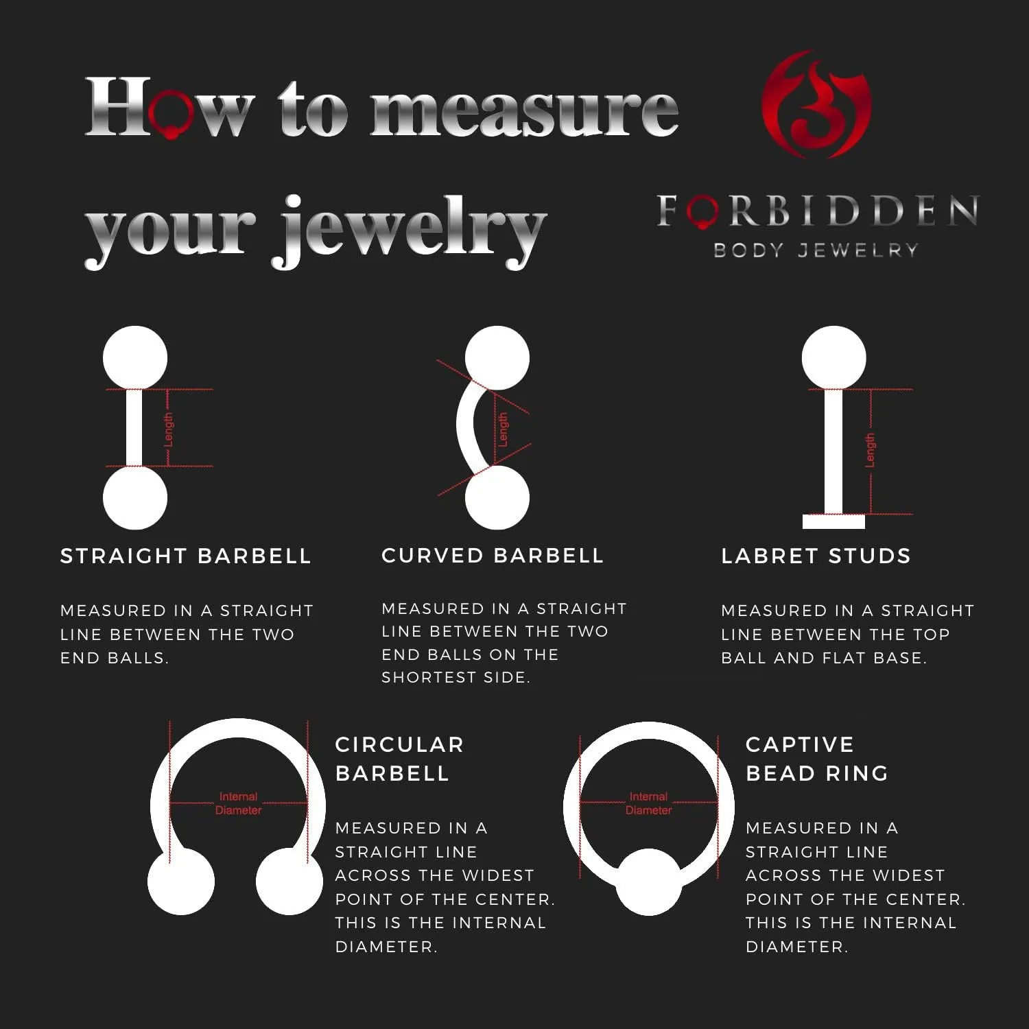 Forbidden Body Jewelry 16G Surgical Steel Curved Barbells for Eyebrow/Rook/Daith Piercing and More (5-Pack 8mm)