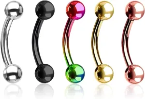 Forbidden Body Jewelry 16G Surgical Steel Curved Barbells for Eyebrow/Rook/Daith Piercing and More (5-Pack 8mm)