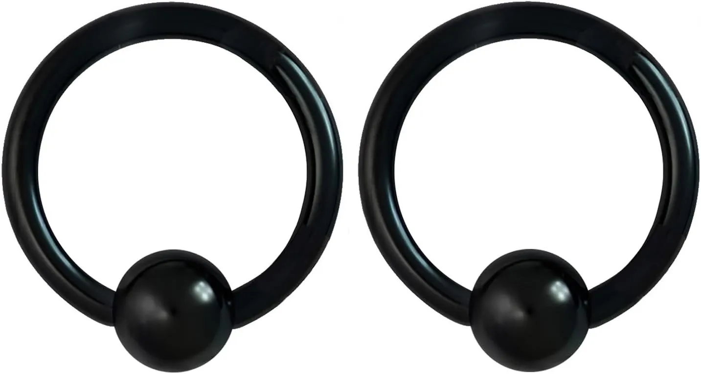 Forbidden Body Jewelry 316l Surgical Steel Captive Bead Piercing Hoop (Pair) 10G 12G 14G 16G 18G 20G, Diameter 6 to 12mm Black and Rainbow