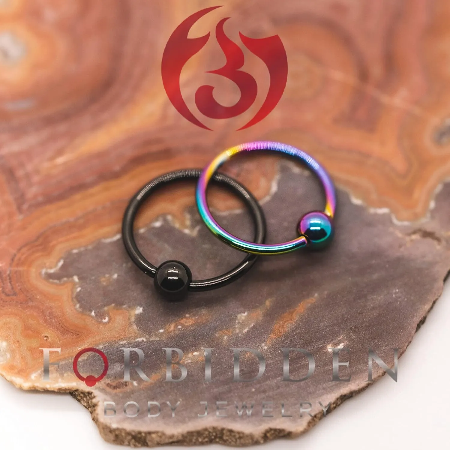 Forbidden Body Jewelry 316l Surgical Steel Captive Bead Piercing Hoop (Pair) 10G 12G 14G 16G 18G 20G, Diameter 6 to 12mm Black and Rainbow
