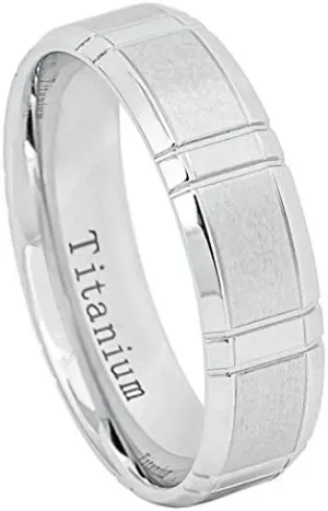 Free engraving Ring for Men and Women Titanium 6mm White IP Plated Titanium Ring Beveled Edge Wedding Ideal Rings for couples/Ring For Engagement