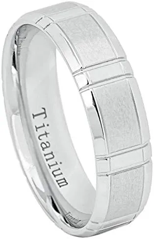 Free engraving Ring for Men and Women Titanium 6mm White IP Plated Titanium Ring Beveled Edge Wedding Ideal Rings for couples/Ring For Engagement