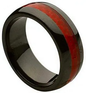 Free Personalized laser engraving Ring for Men and Women Ceramic Band Rings 8mm Ceramic Ring with Red Carbon Fiber Inlay Wedding Ideal Rings for couples/For Engagement/R
