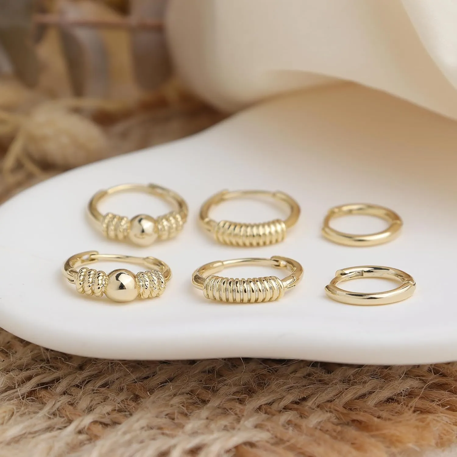 Frigatine 3 Pairs Small Hoop Earrings Set Stacks for Women, Cute Tiny Stackable Huggie Jewelry Gifts