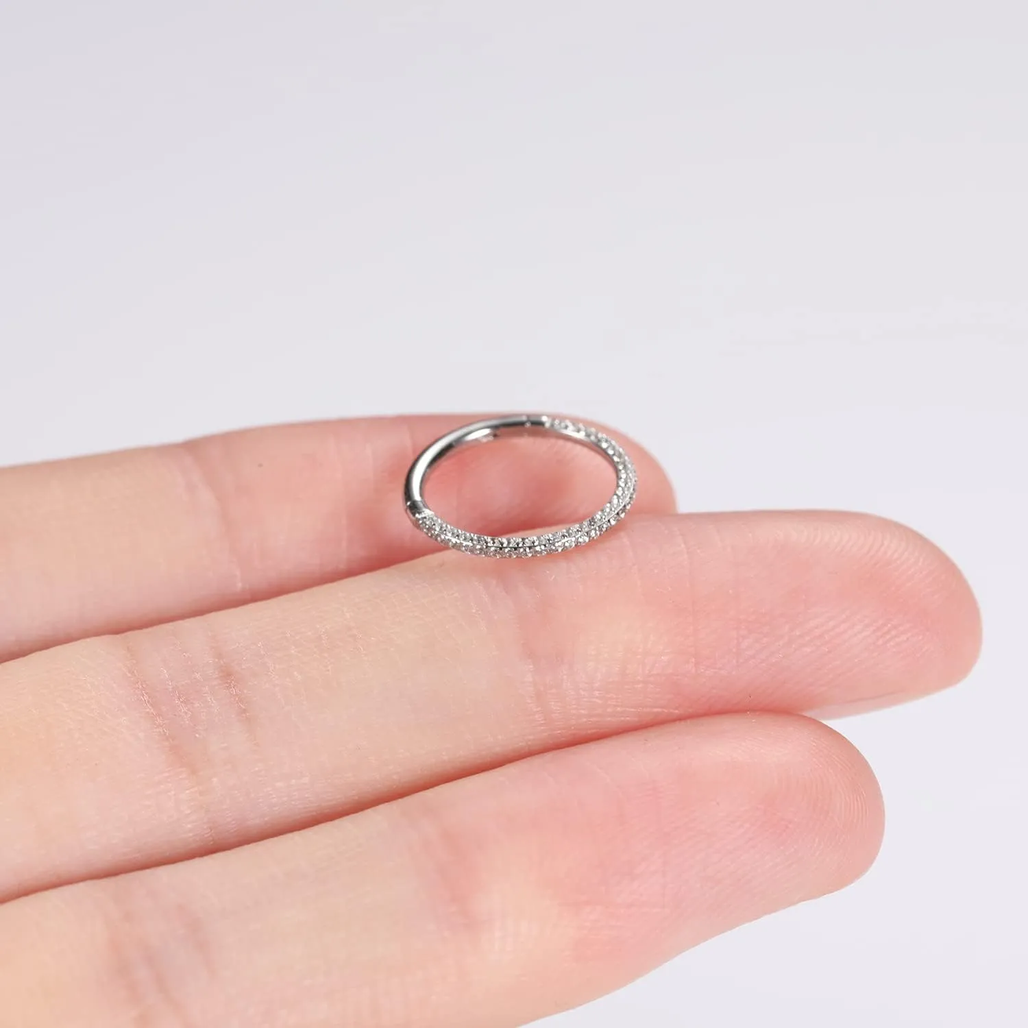FUNLMO 16G Nose Conch Ring Surgical Steel Helix Conch Tragus Earrings Cross Heart Design Hinge Segment Ring for Women Men