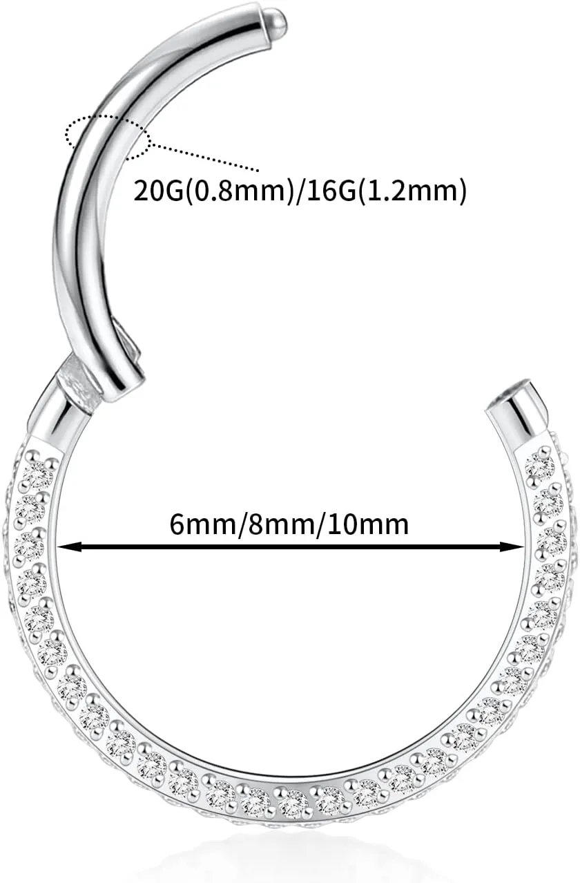 FUNLMO 16G Nose Conch Ring Surgical Steel Helix Conch Tragus Earrings Cross Heart Design Hinge Segment Ring for Women Men