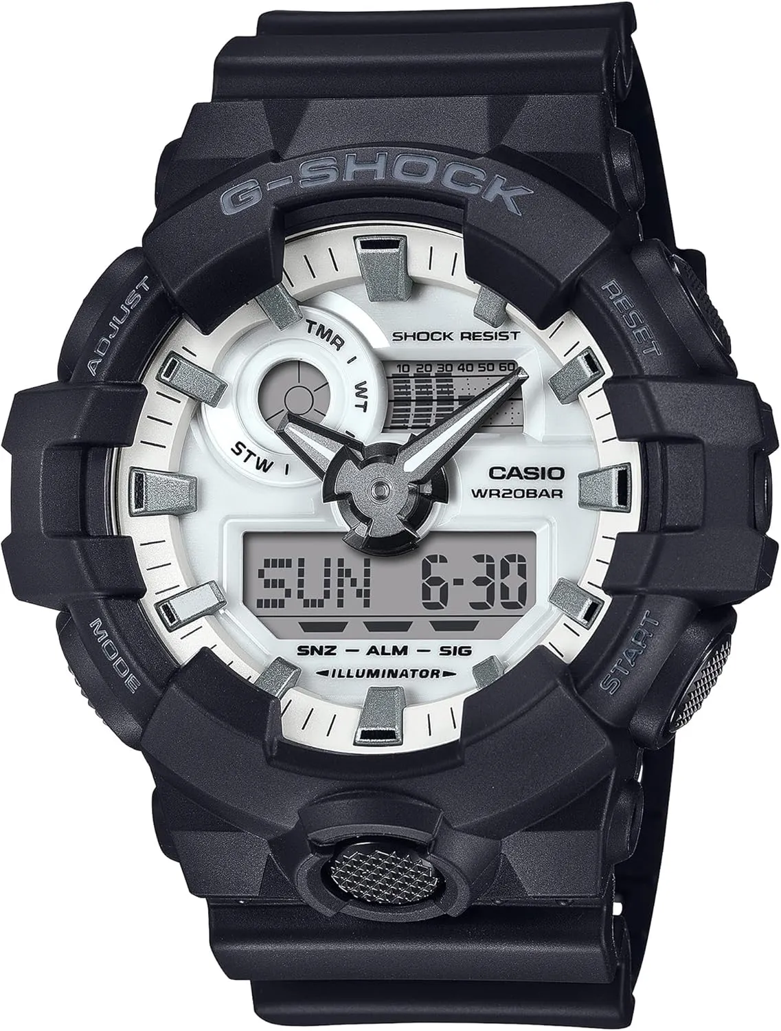 G-Shock Casio GA-700 Series Analog-Digital High Contrast Black and Brilliant White Watch - GA700WD-1A
