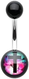 Galaxy Cross Acrylic Logo Belly Button Ring